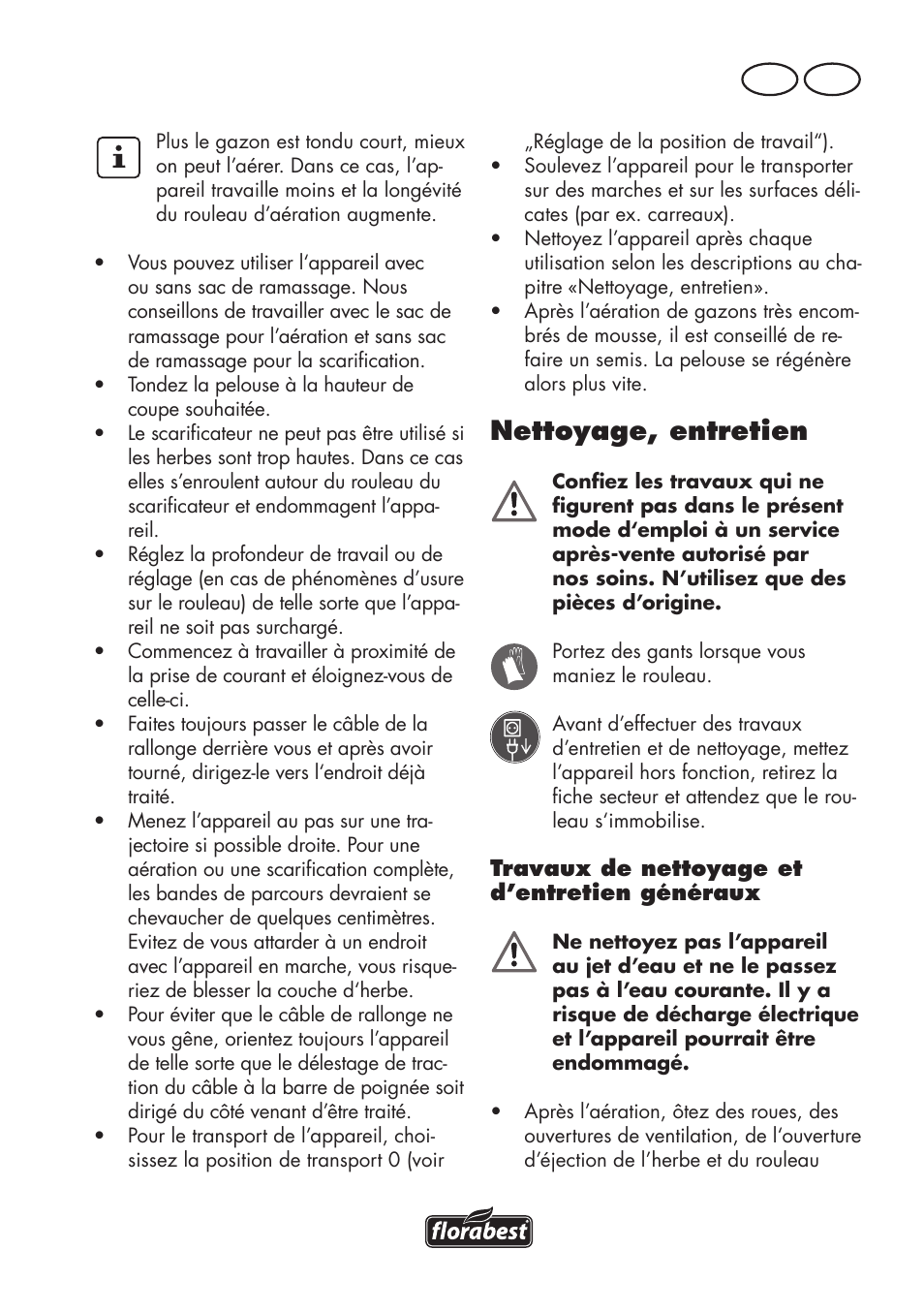 Nettoyage, entretien, Fr be | Florabest FLV 1200 A1 User Manual | Page 29 / 72