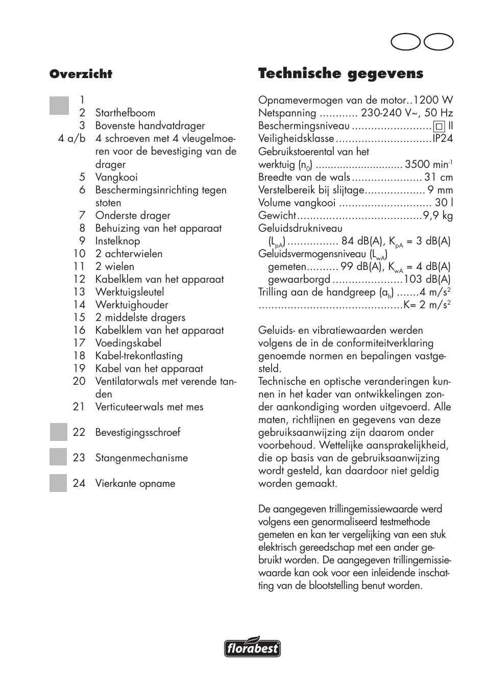 Technische gegevens, Nl be | Florabest FLV 1200 A1 User Manual | Page 37 / 72