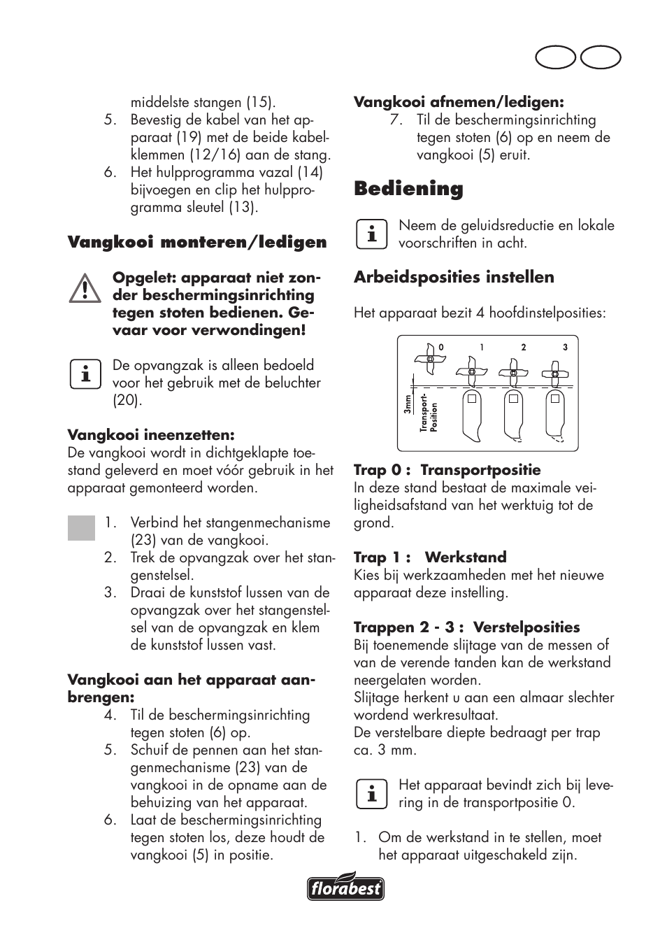Bediening, Nl be | Florabest FLV 1200 A1 User Manual | Page 43 / 72