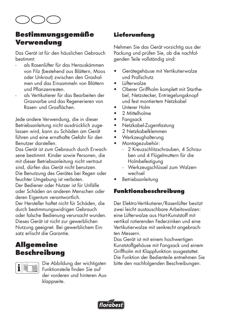 Bestimmungsgemäße verwendung, Allgemeine beschreibung, De at ch | Florabest FLV 1200 A1 User Manual | Page 52 / 72