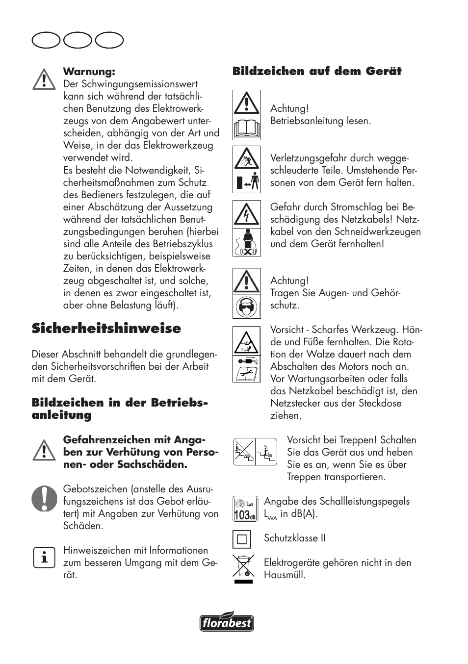 Sicherheitshinweise, De at ch | Florabest FLV 1200 A1 User Manual | Page 54 / 72