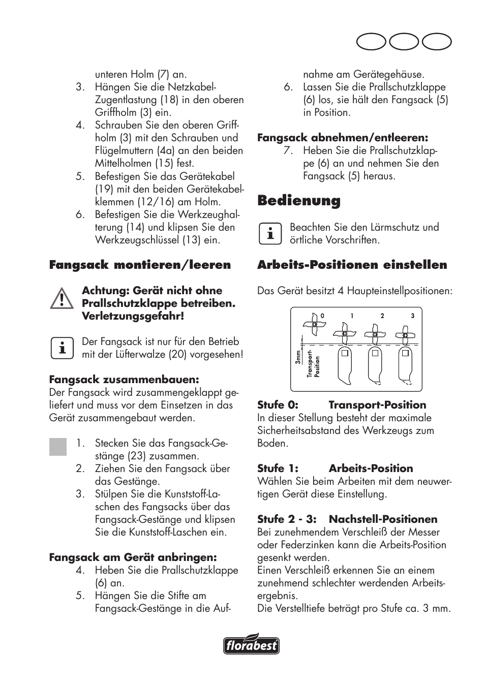 Bedienung, De at ch | Florabest FLV 1200 A1 User Manual | Page 59 / 72