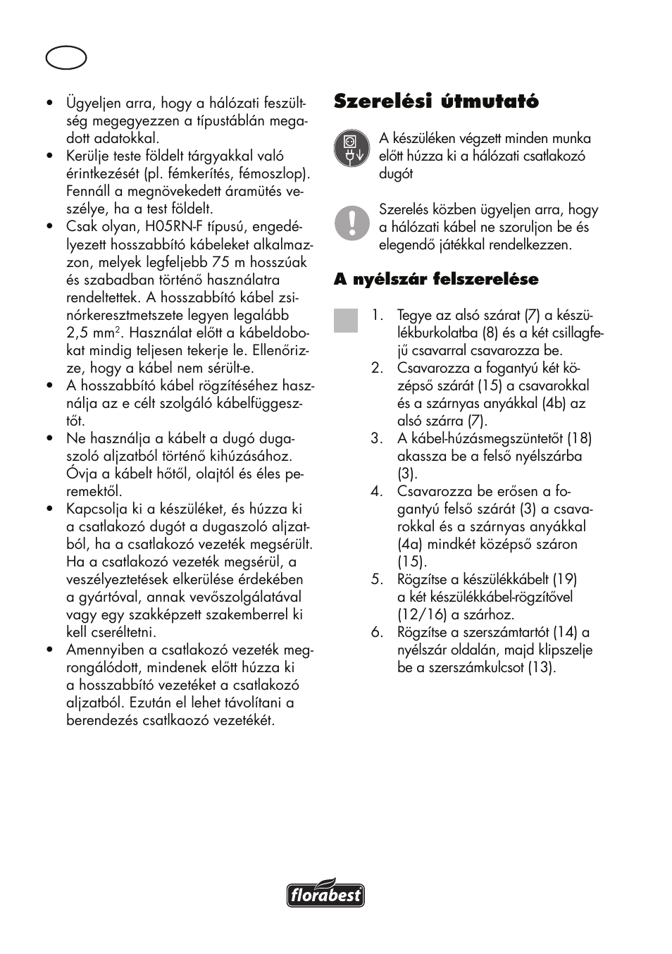 Szerelési útmutató | Florabest FLV 1200 A1 User Manual | Page 42 / 116