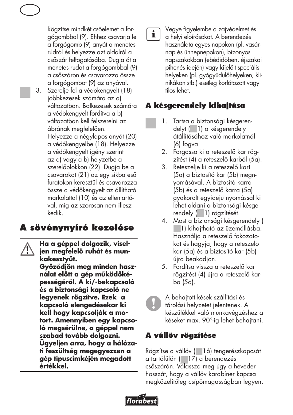 A sövénynyíró kezelése | Florabest FHL 900 C4 User Manual | Page 40 / 112