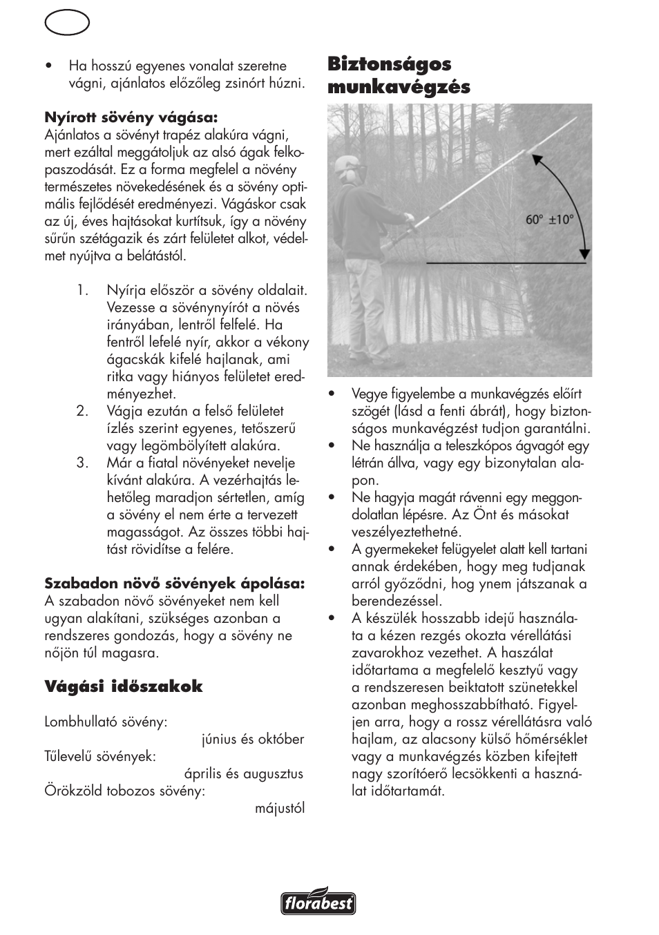 Biztonságos munkavégzés | Florabest FHL 900 C4 User Manual | Page 42 / 112