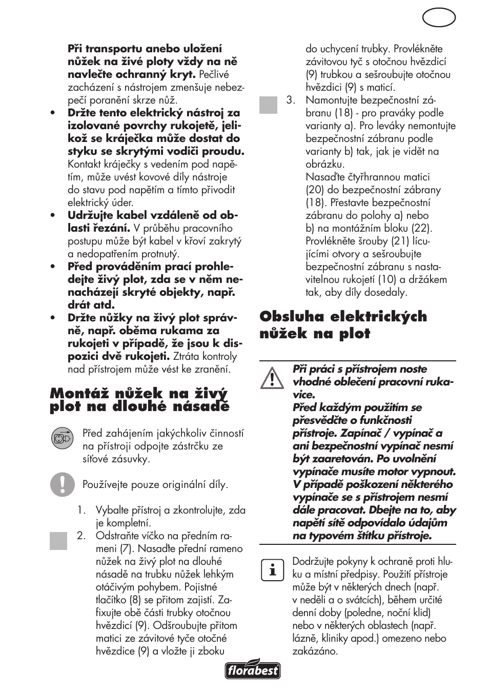 Montáž nůžek na živý plot na dlouhé násadě, Obsluha elektrických nůžek na plot | Florabest FHL 900 C4 User Manual | Page 67 / 112