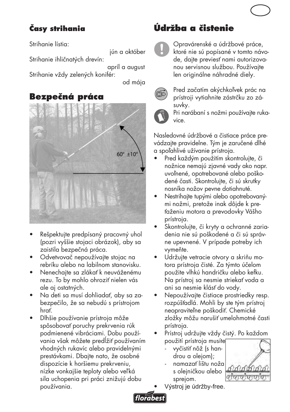 Bezpečná práca, Údržba a čistenie | Florabest FHL 900 C4 User Manual | Page 83 / 112
