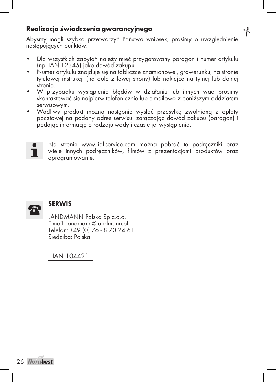 Florabest 1226 User Manual | Page 26 / 44