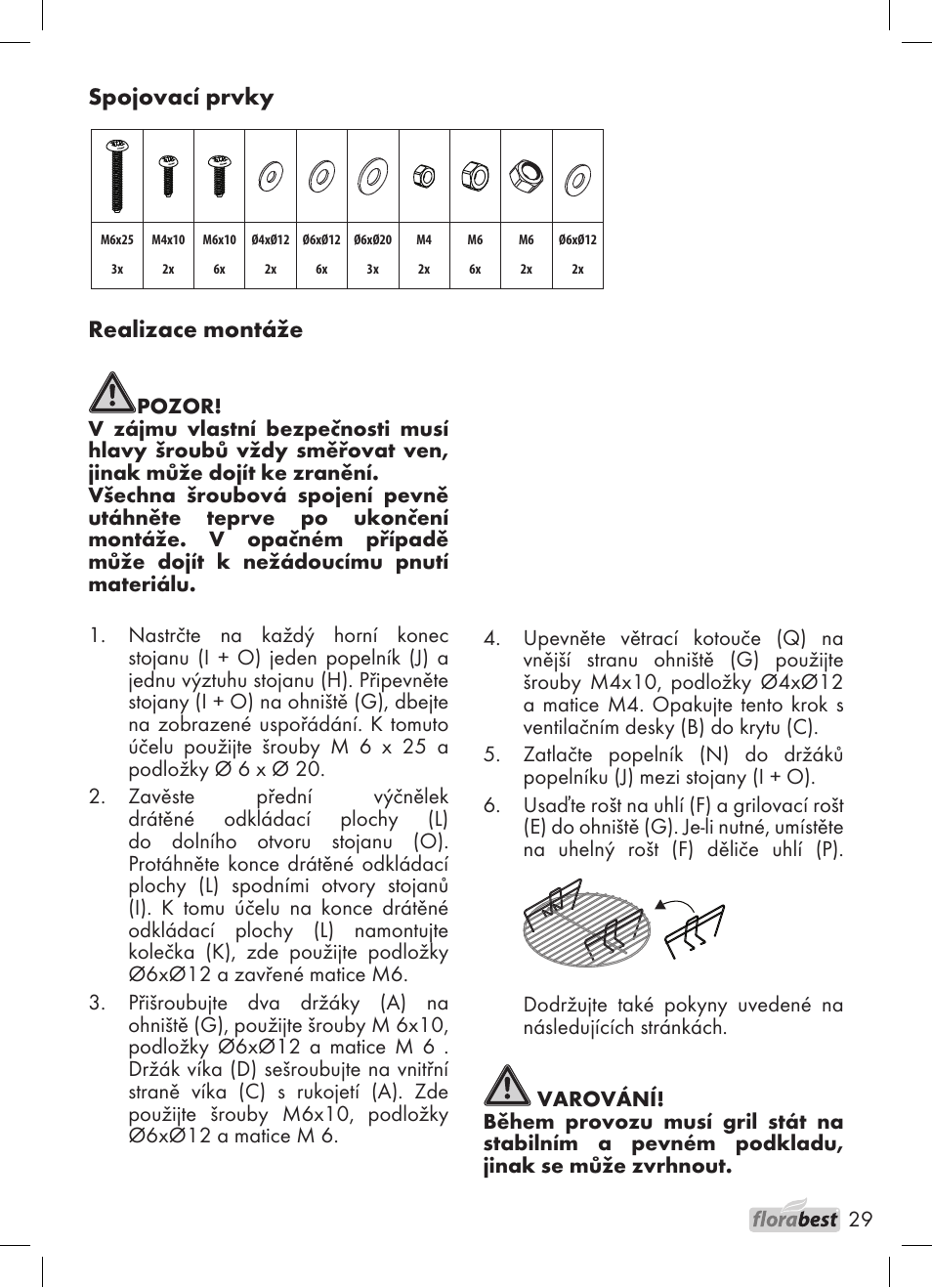 Realizace montáže, Spojovací prvky | Florabest 1226 User Manual | Page 29 / 44