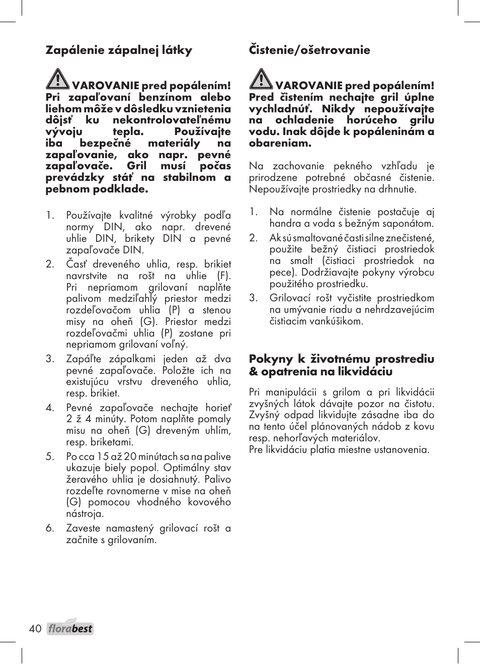 Florabest 1226 User Manual | Page 40 / 44