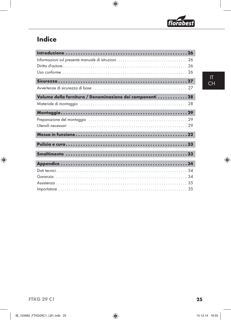 Indice, It ch | Florabest FTKG 29 C1 User Manual | Page 28 / 51