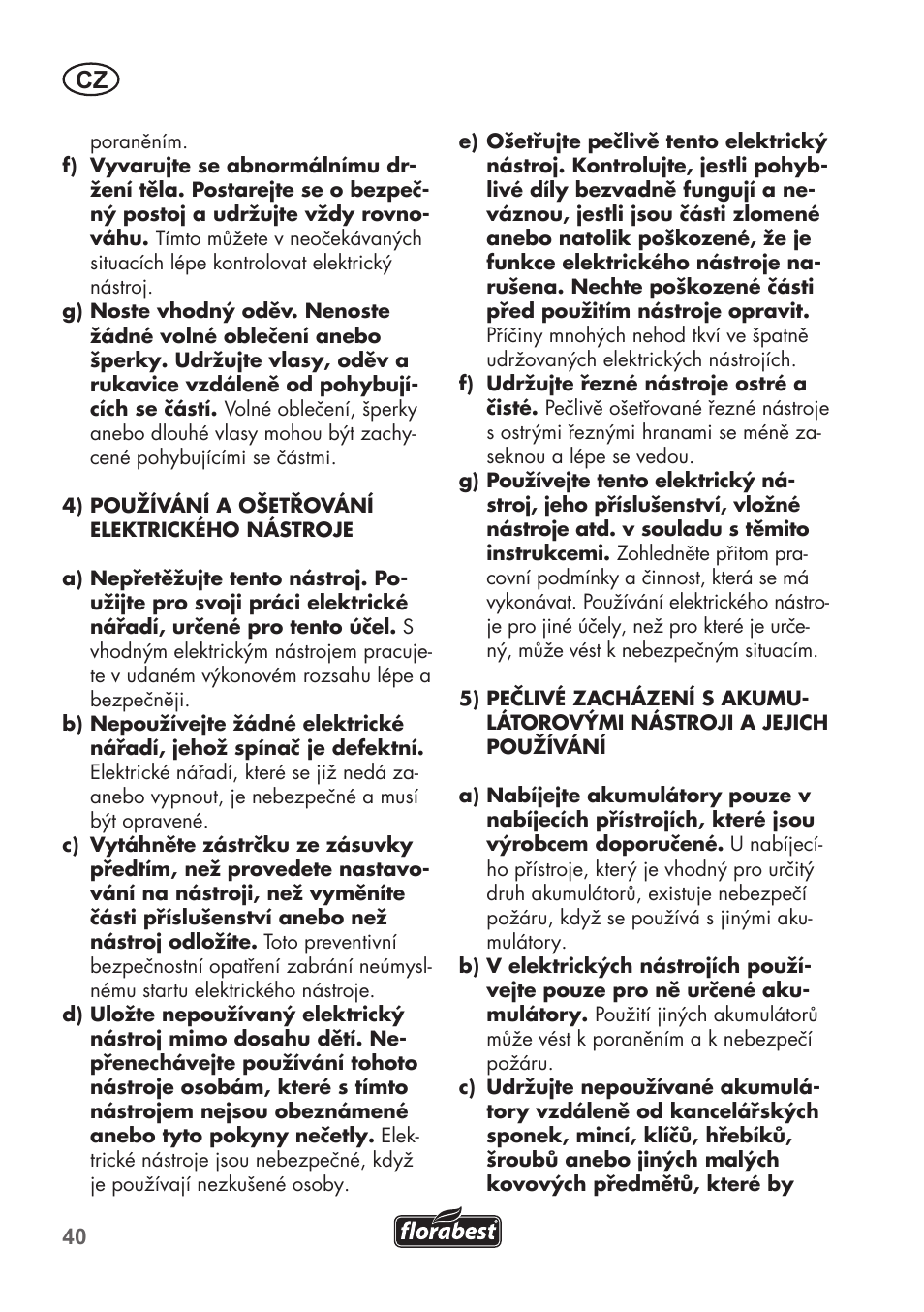 Florabest FGS 3.6 A1 User Manual | Page 40 / 92
