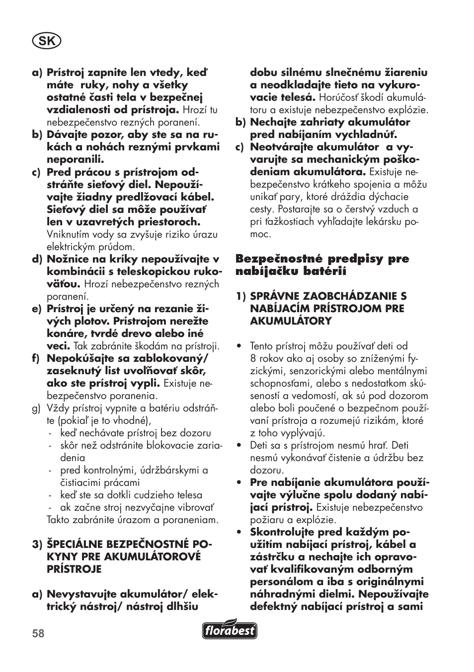 Florabest FGS 3.6 A1 User Manual | Page 58 / 92