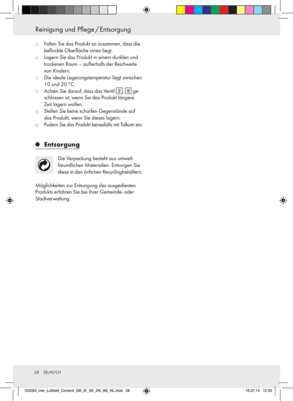 Reinigung und pflege / entsorgung, Entsorgung | Meradiso Z31688 User Manual | Page 28 / 29