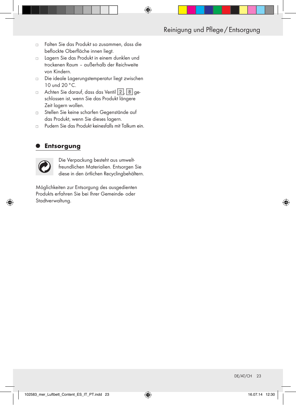 Reinigung und pflege / entsorgung, Entsorgung | Meradiso Z31688 User Manual | Page 23 / 24