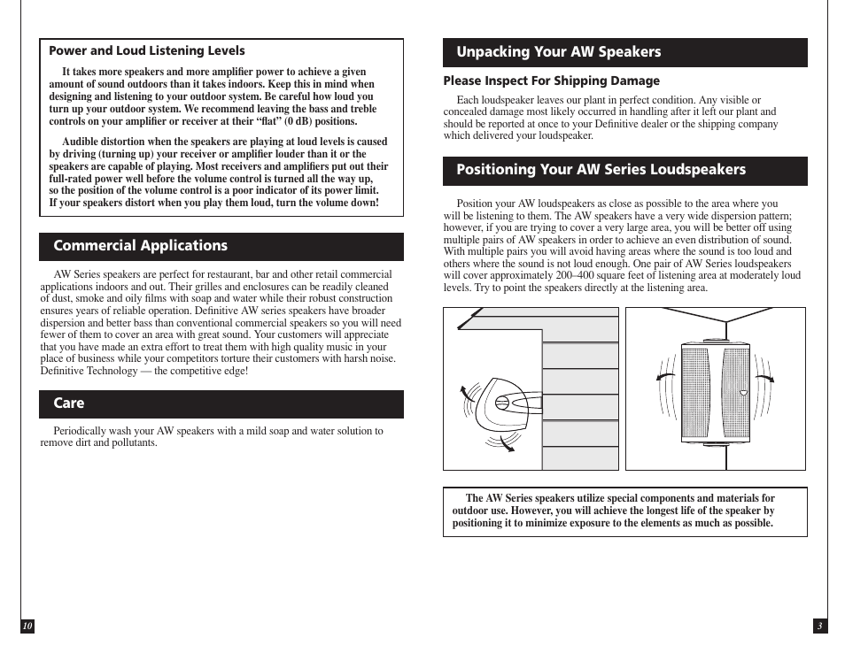 Definitive Technology OUTDOOR SPEAKERS AW5500 User Manual | Page 10 / 12