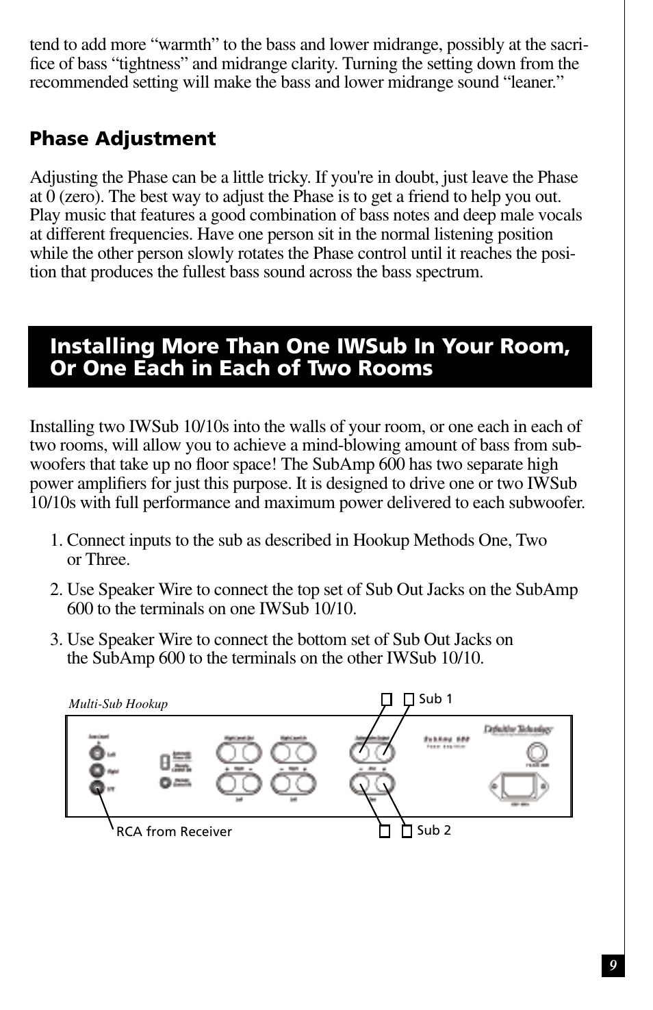 Phase adjustment | Definitive Technology IWSUB10/10 User Manual | Page 9 / 14