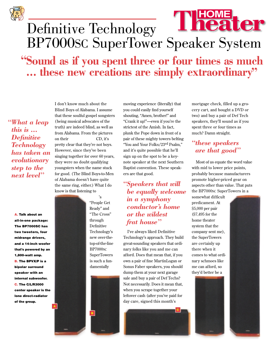 Definitive Technology Bipolar SuperTower BP7000SC User Manual | 4 pages