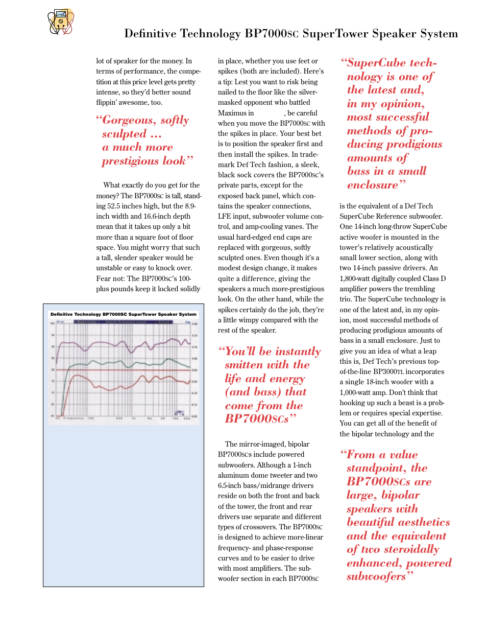 Definitive technology bp7000, Supertower speaker system, S” “from a value standpoint, the bp7000 | Definitive Technology Bipolar SuperTower BP7000SC User Manual | Page 2 / 4