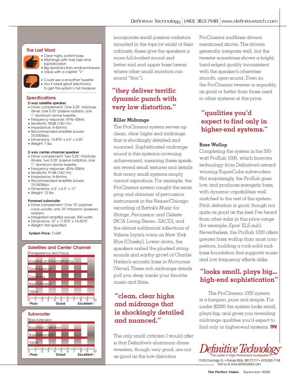 Definitive Technology TPV906 User Manual | Page 2 / 2