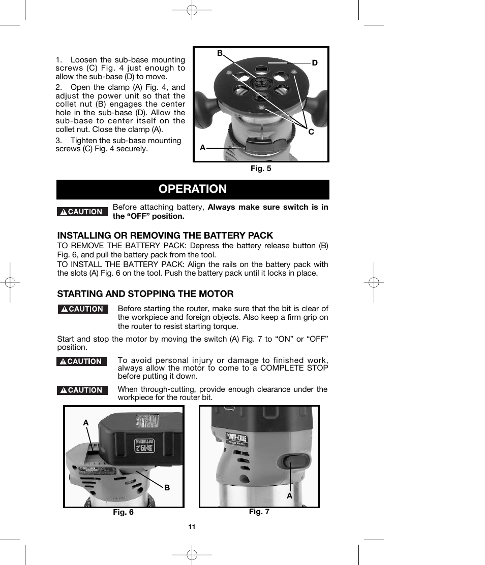 Operation | Porter-Cable MODEL 290 User Manual | Page 11 / 15