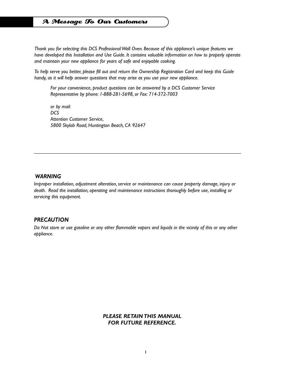 DCS WO-227WT User Manual | Page 2 / 30