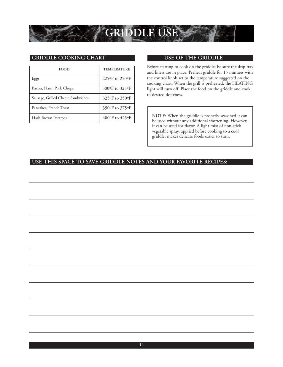 Griddle use | DCS 30 inch User Manual | Page 15 / 31