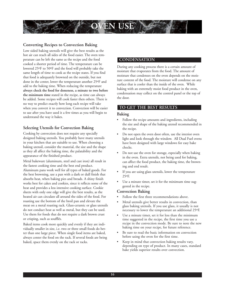 Oven use | DCS 30 inch User Manual | Page 17 / 31