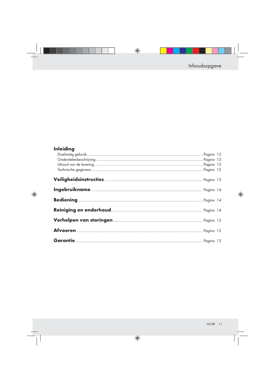 Inhoudsopgave | United Office Strip Cut Shredder User Manual | Page 11 / 29