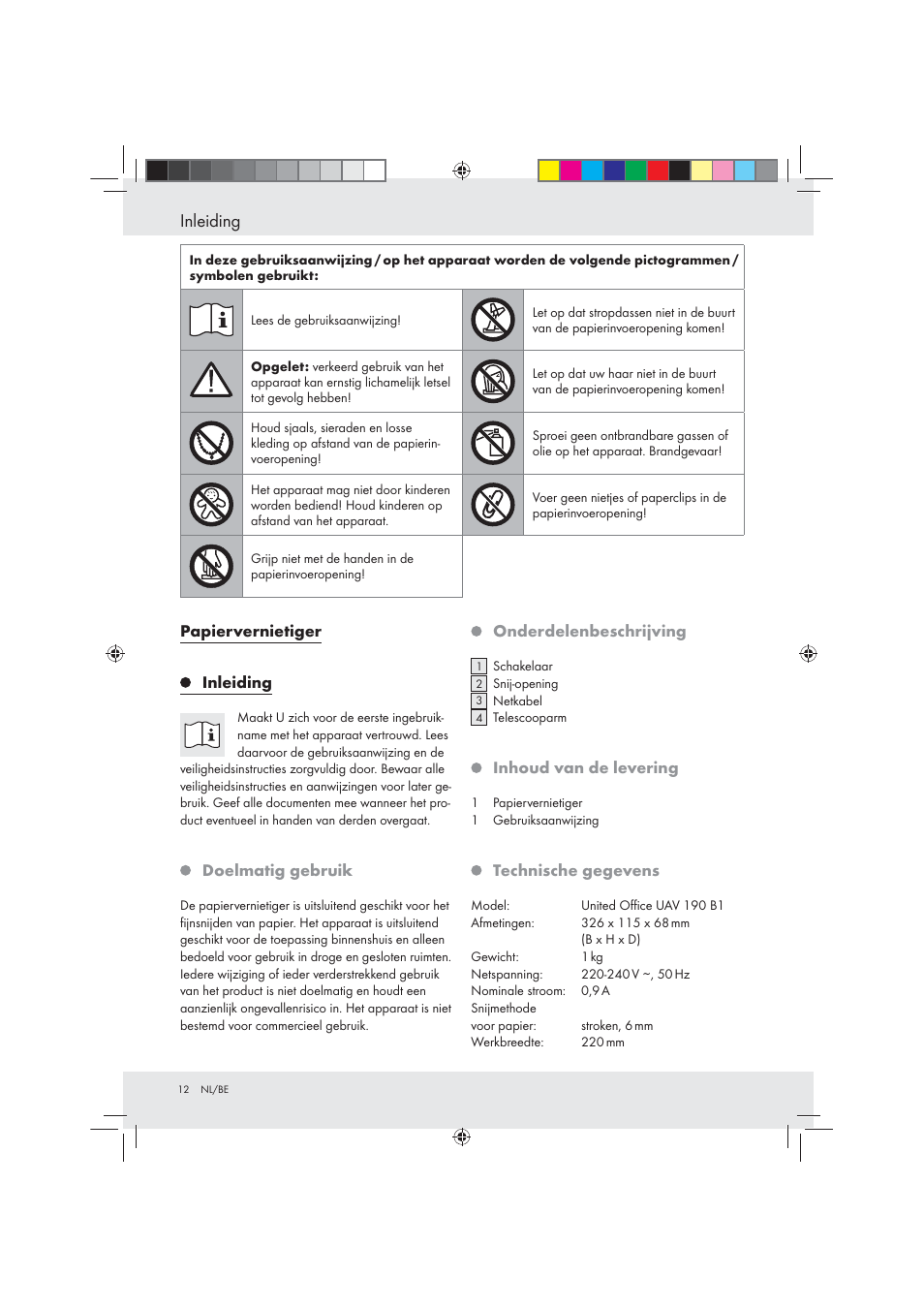 Inleiding | United Office Strip Cut Shredder User Manual | Page 12 / 29