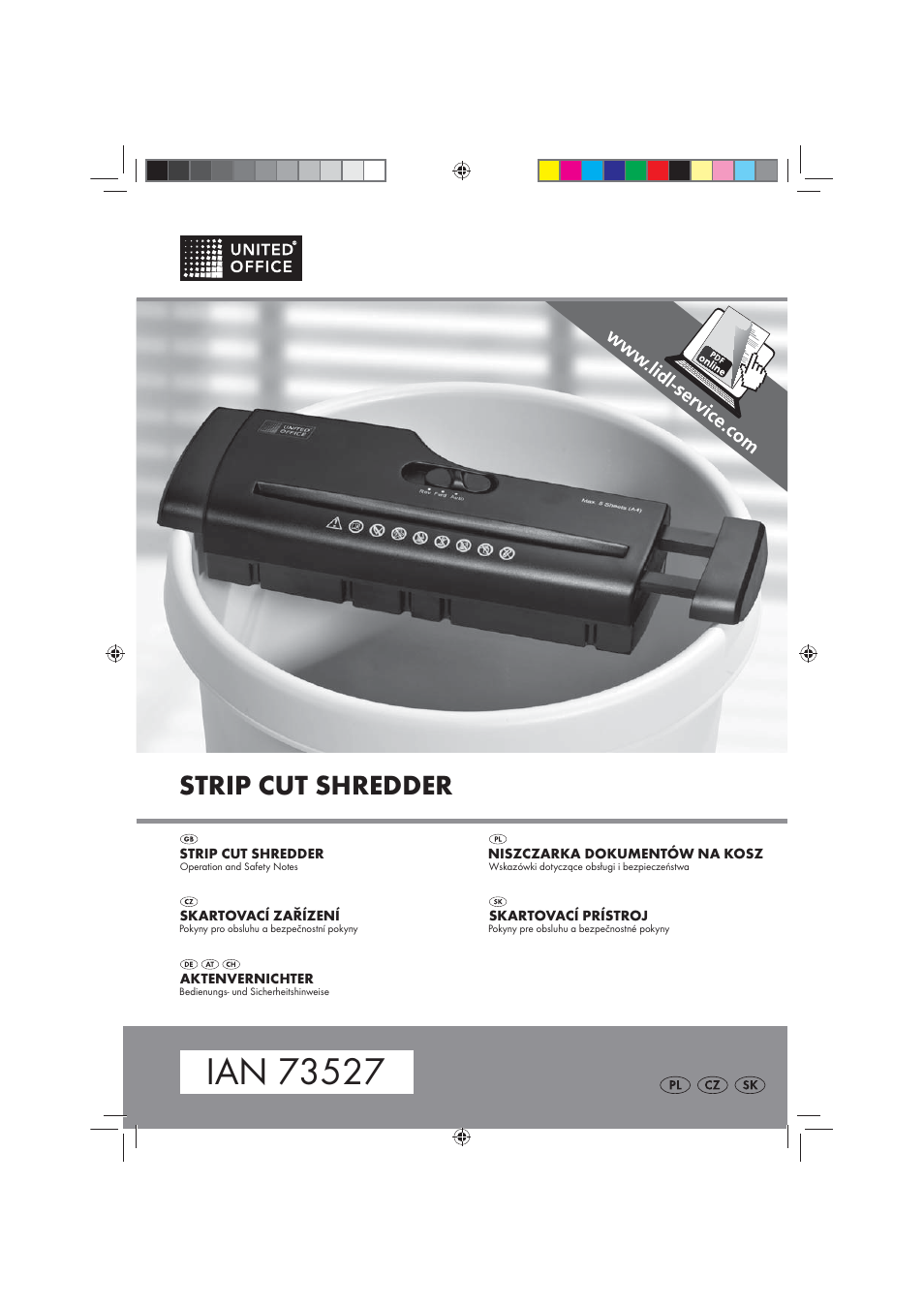 United Office Strip Cut Shredder User Manual | 35 pages