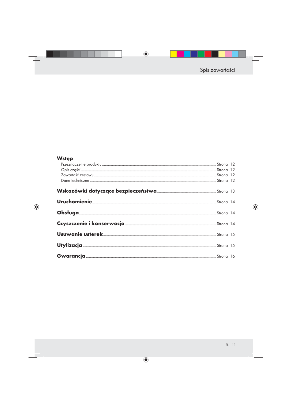 Spis zawartości | United Office Strip Cut Shredder User Manual | Page 11 / 35