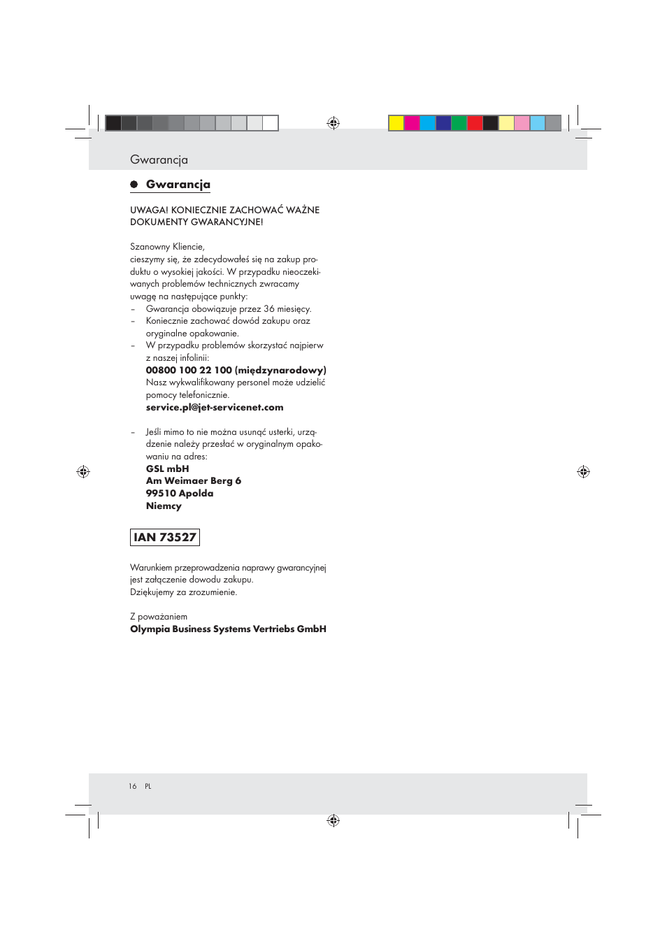 Gwarancja | United Office Strip Cut Shredder User Manual | Page 16 / 35