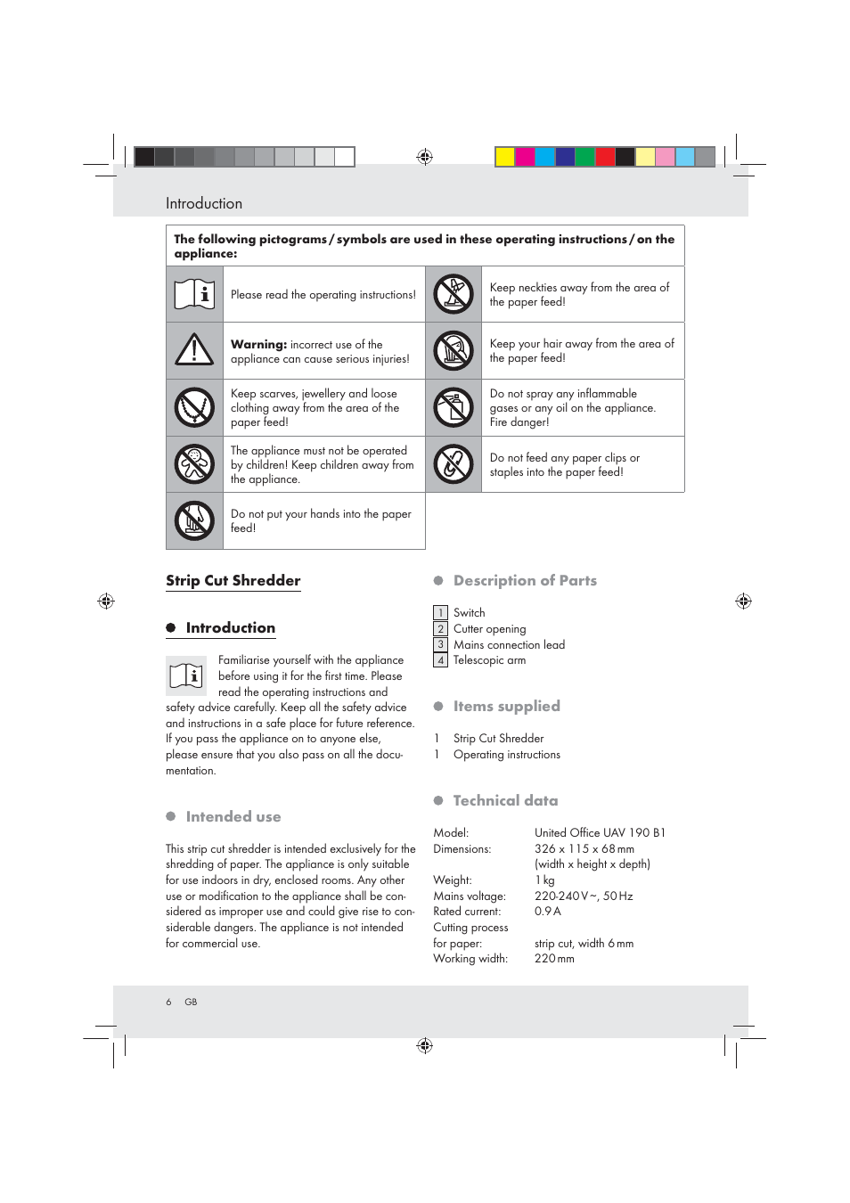 Introduction | United Office Strip Cut Shredder User Manual | Page 6 / 35