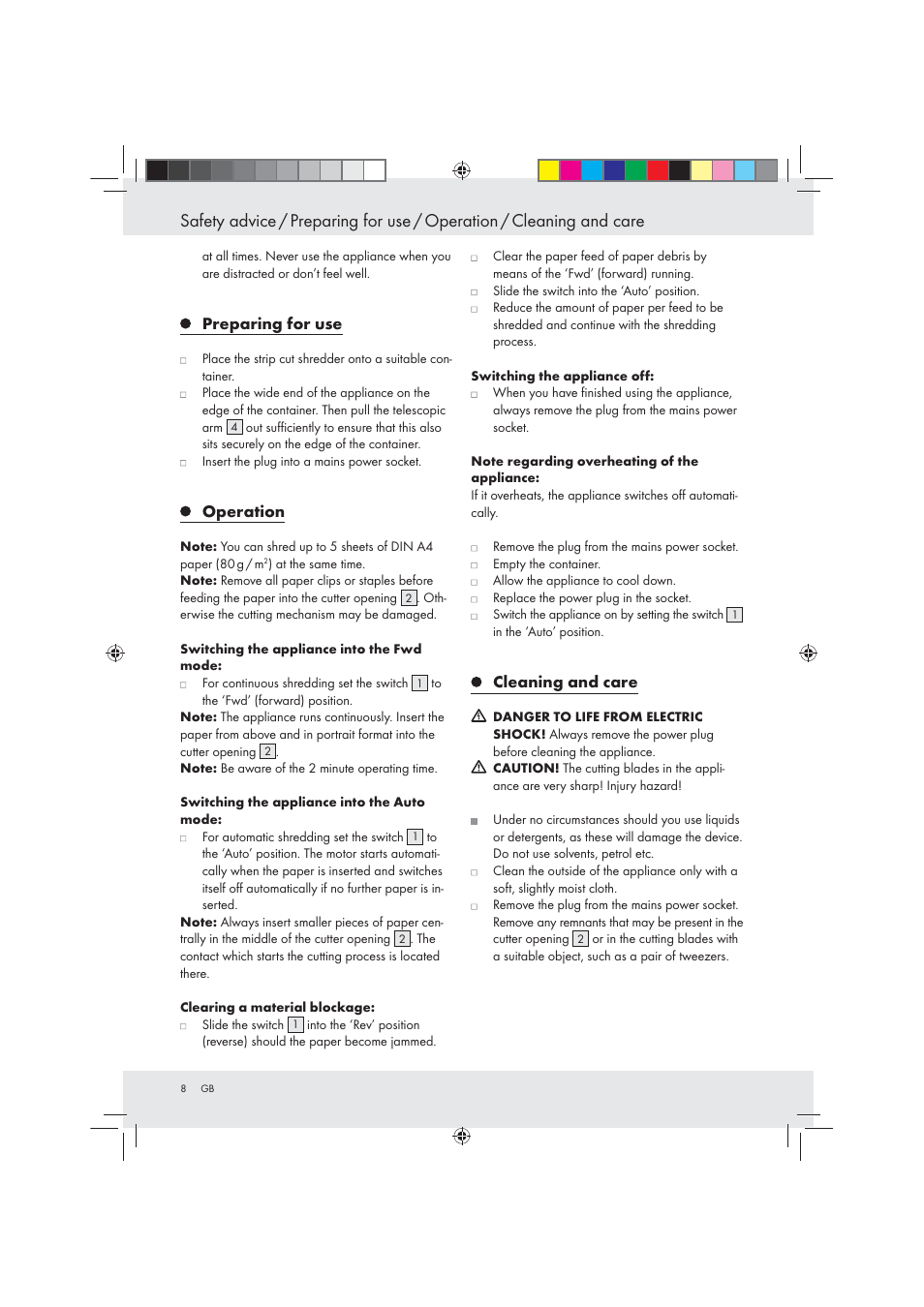United Office Strip Cut Shredder User Manual | Page 8 / 35