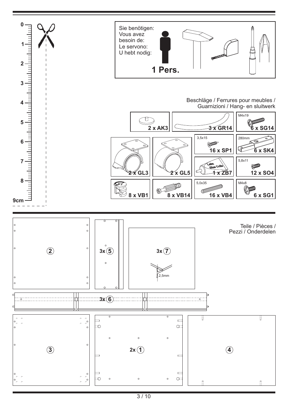 1 pers | United Office Drawer Cabinet User Manual | Page 3 / 10