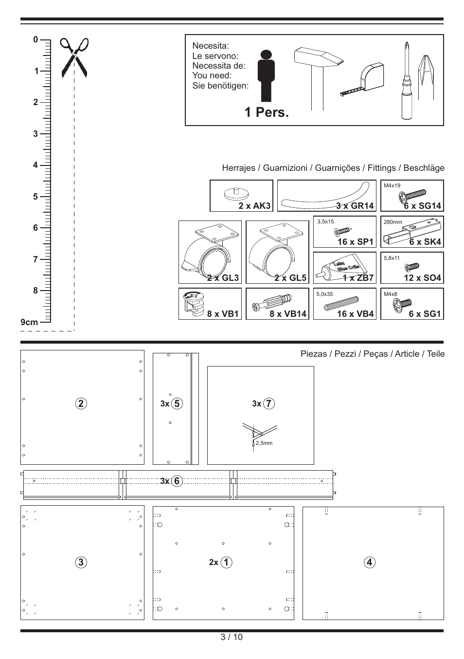 1 pers | United Office Drawer Cabinet User Manual | Page 3 / 10
