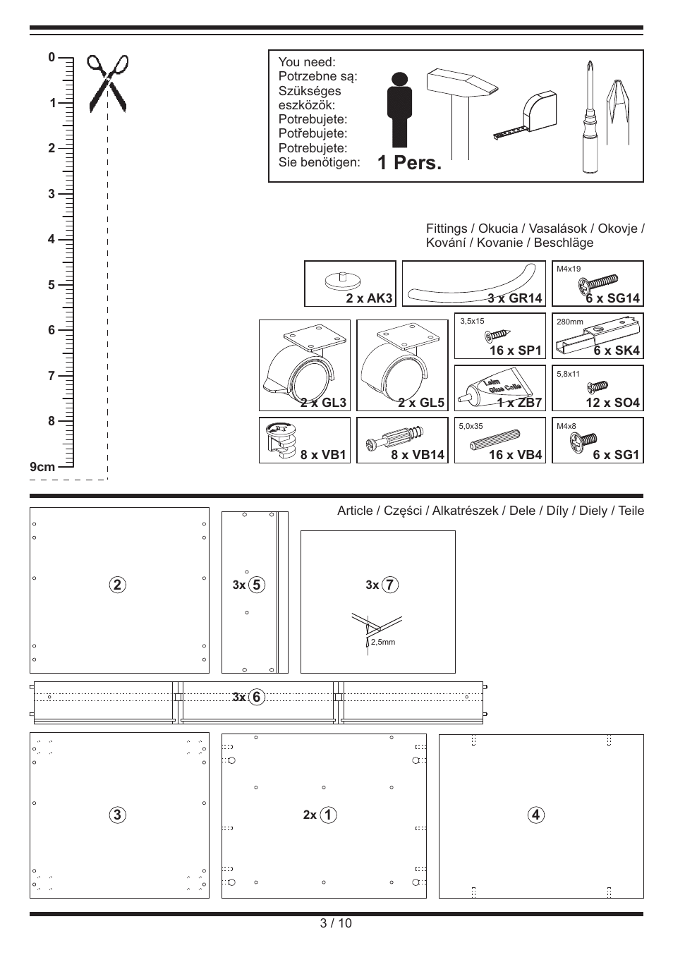 1 pers | United Office Drawer Cabinet User Manual | Page 3 / 10