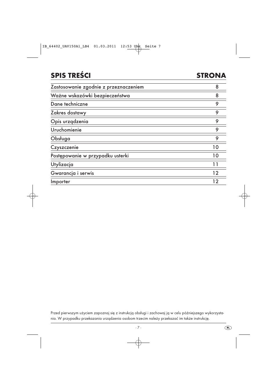 United Office UAV 150 A1 User Manual | Page 9 / 44