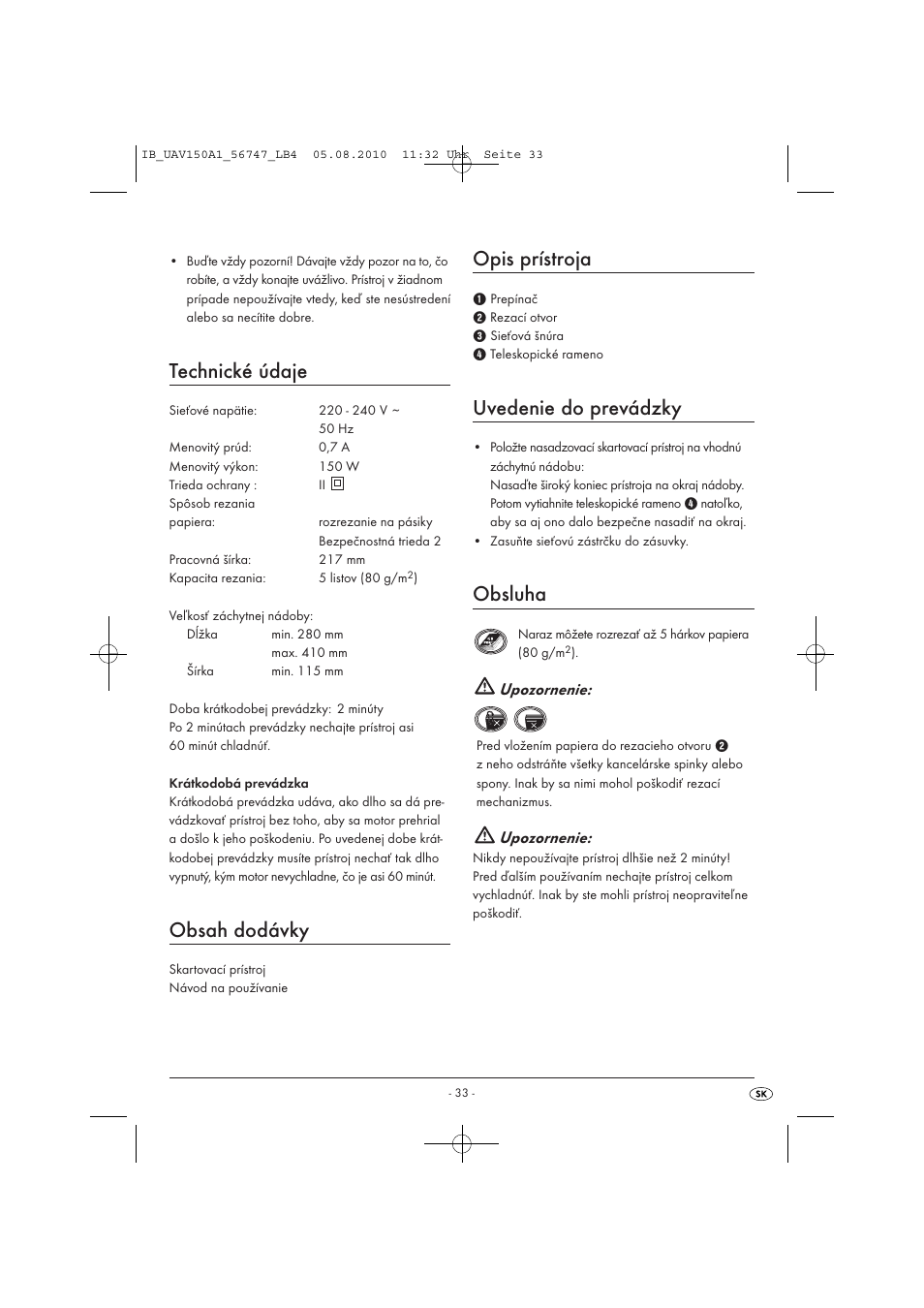 United Office UAV 150 A1 User Manual | Page 35 / 44