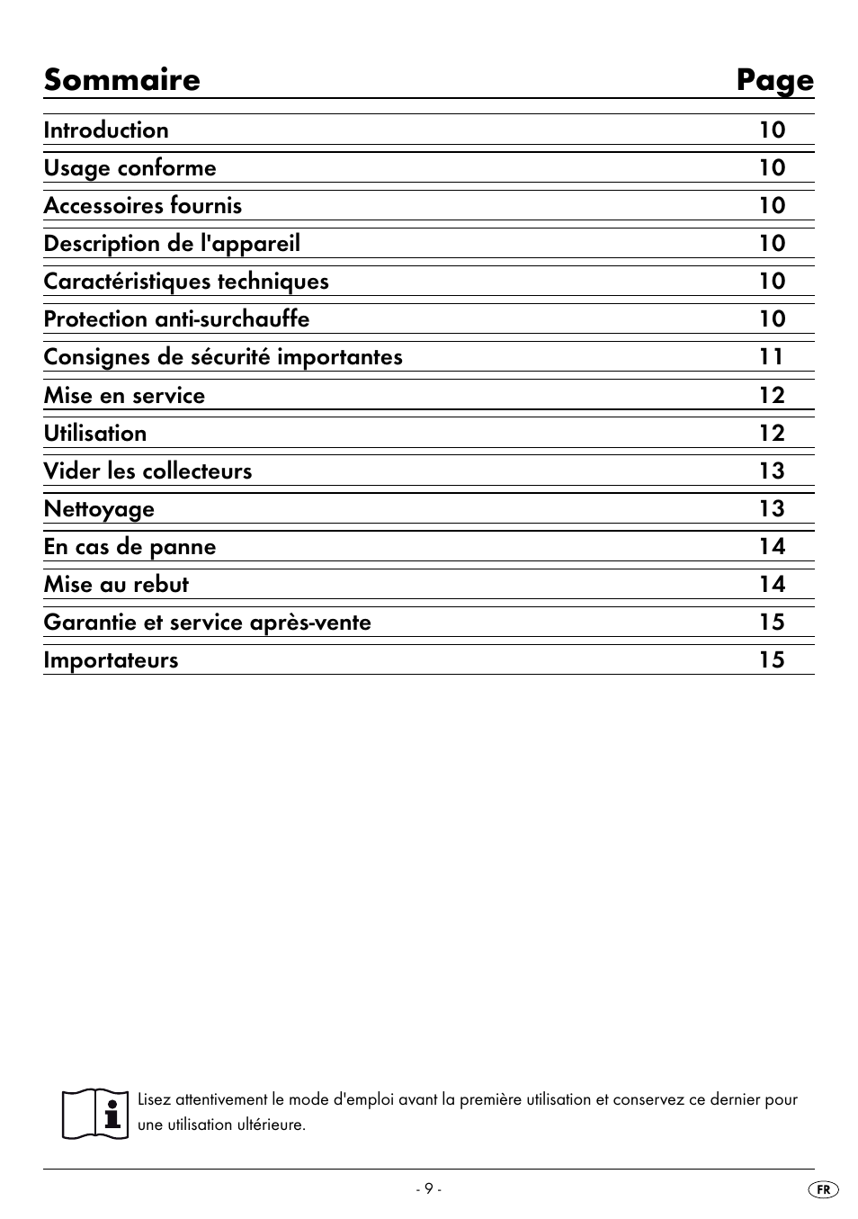 Sommaire page | United Office UAV 220 A2 User Manual | Page 12 / 35