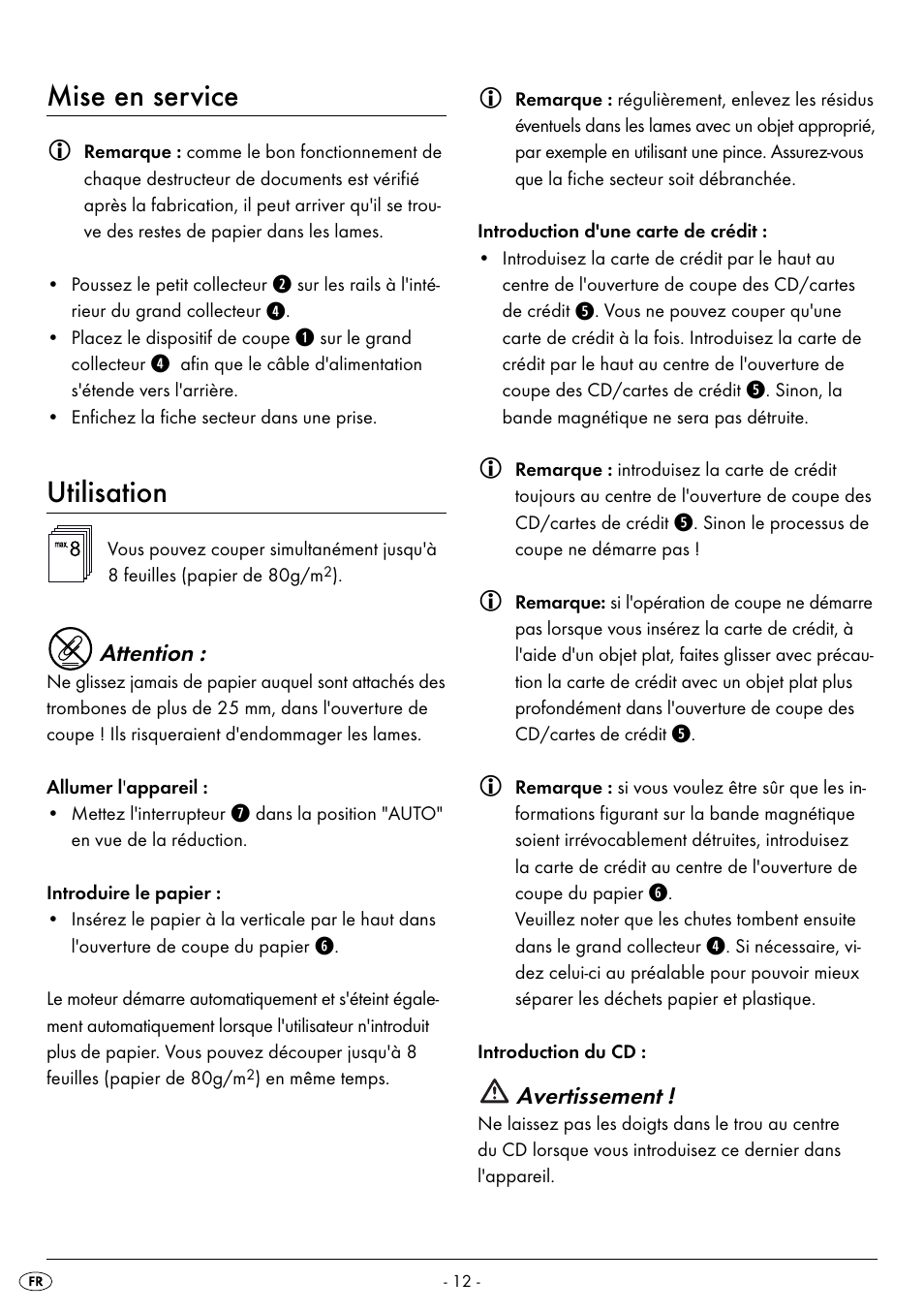 Mise en service, Utilisation | United Office UAV 220 A2 User Manual | Page 15 / 35