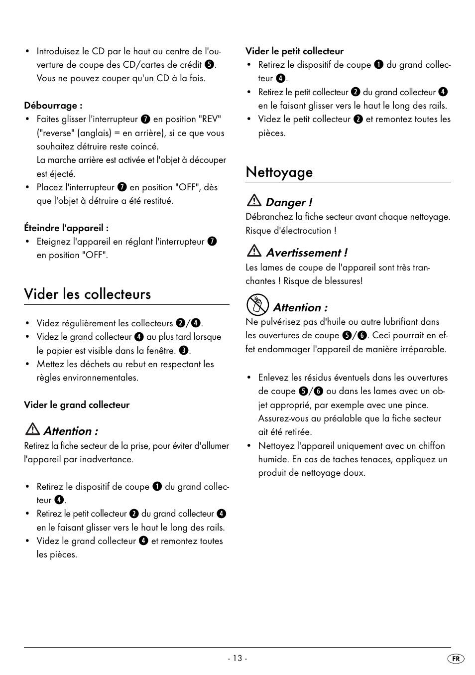 Vider les collecteurs, Nettoyage | United Office UAV 220 A2 User Manual | Page 16 / 35