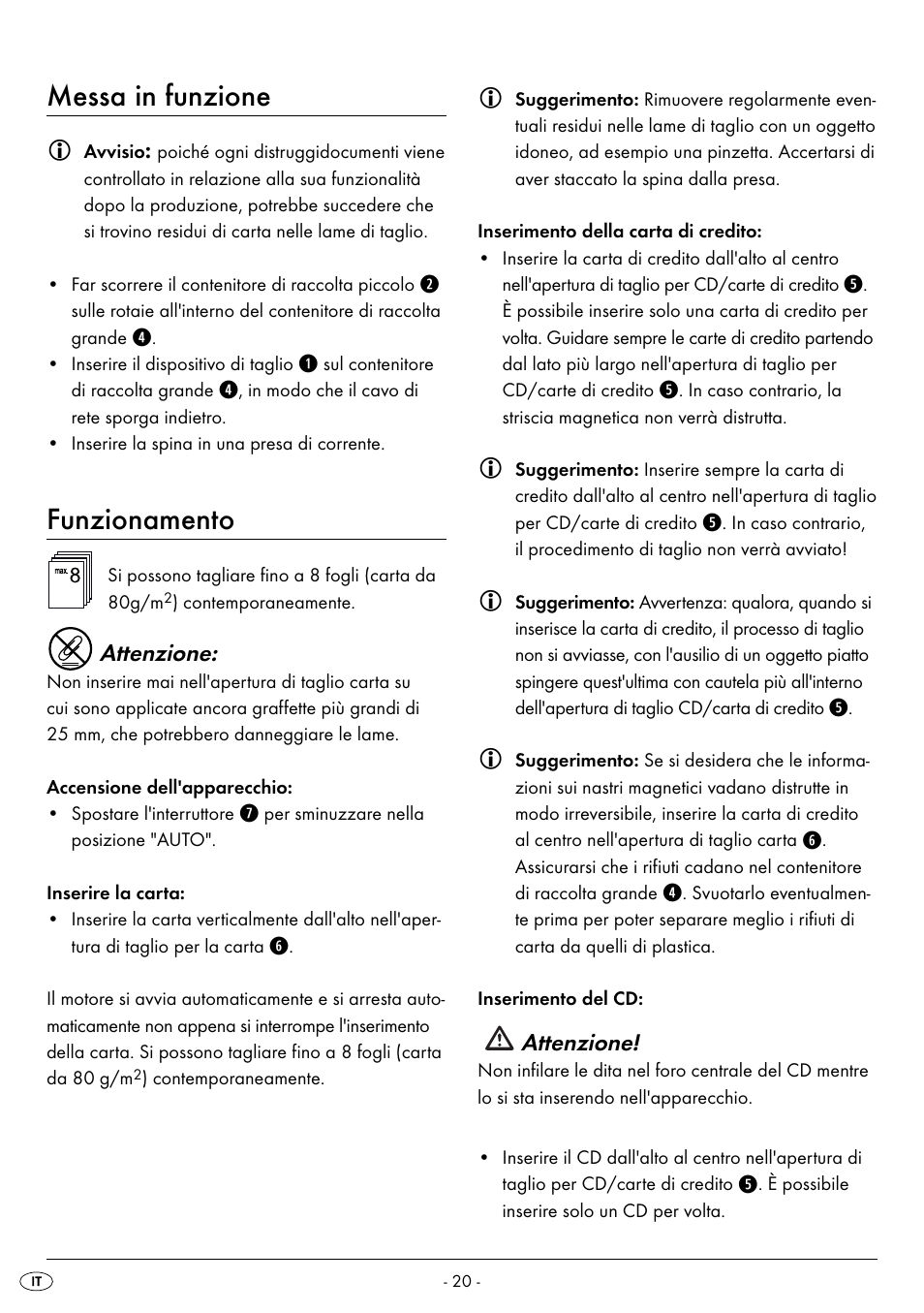 Messa in funzione, Funzionamento | United Office UAV 220 A2 User Manual | Page 23 / 35