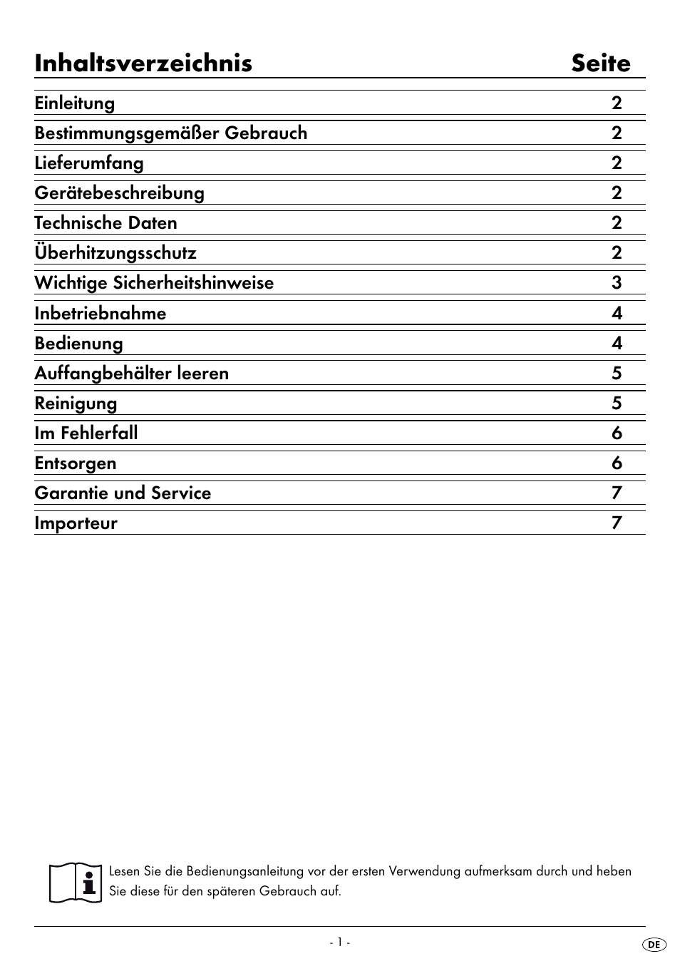 Inhaltsverzeichnis seite | United Office UAV 220 A2 User Manual | Page 4 / 35
