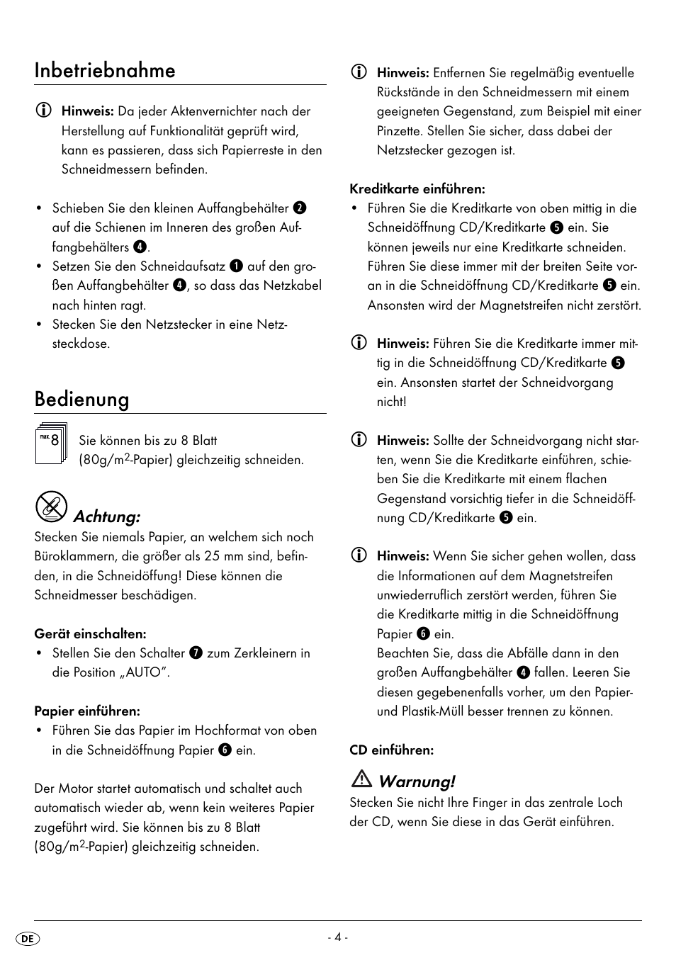 Inbetriebnahme, Bedienung | United Office UAV 220 A2 User Manual | Page 7 / 35