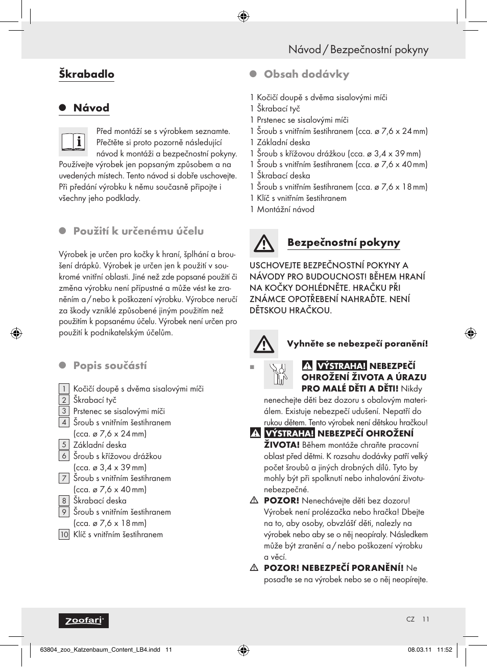 Zoofari Scratching Post Z30854 User Manual | Page 9 / 15