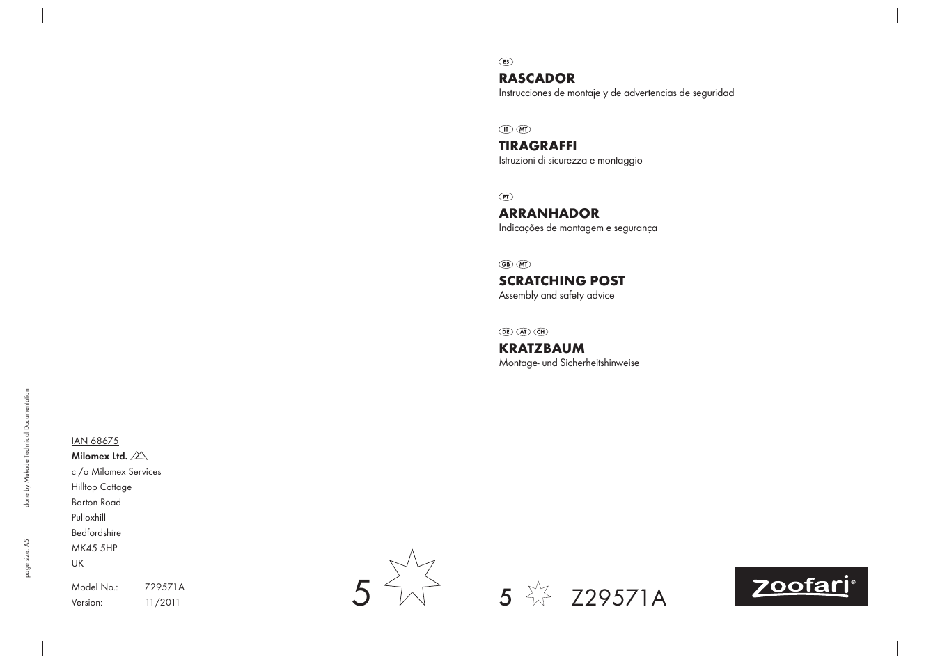 Zoofari Cat See-Saw Z29571A User Manual | 7 pages