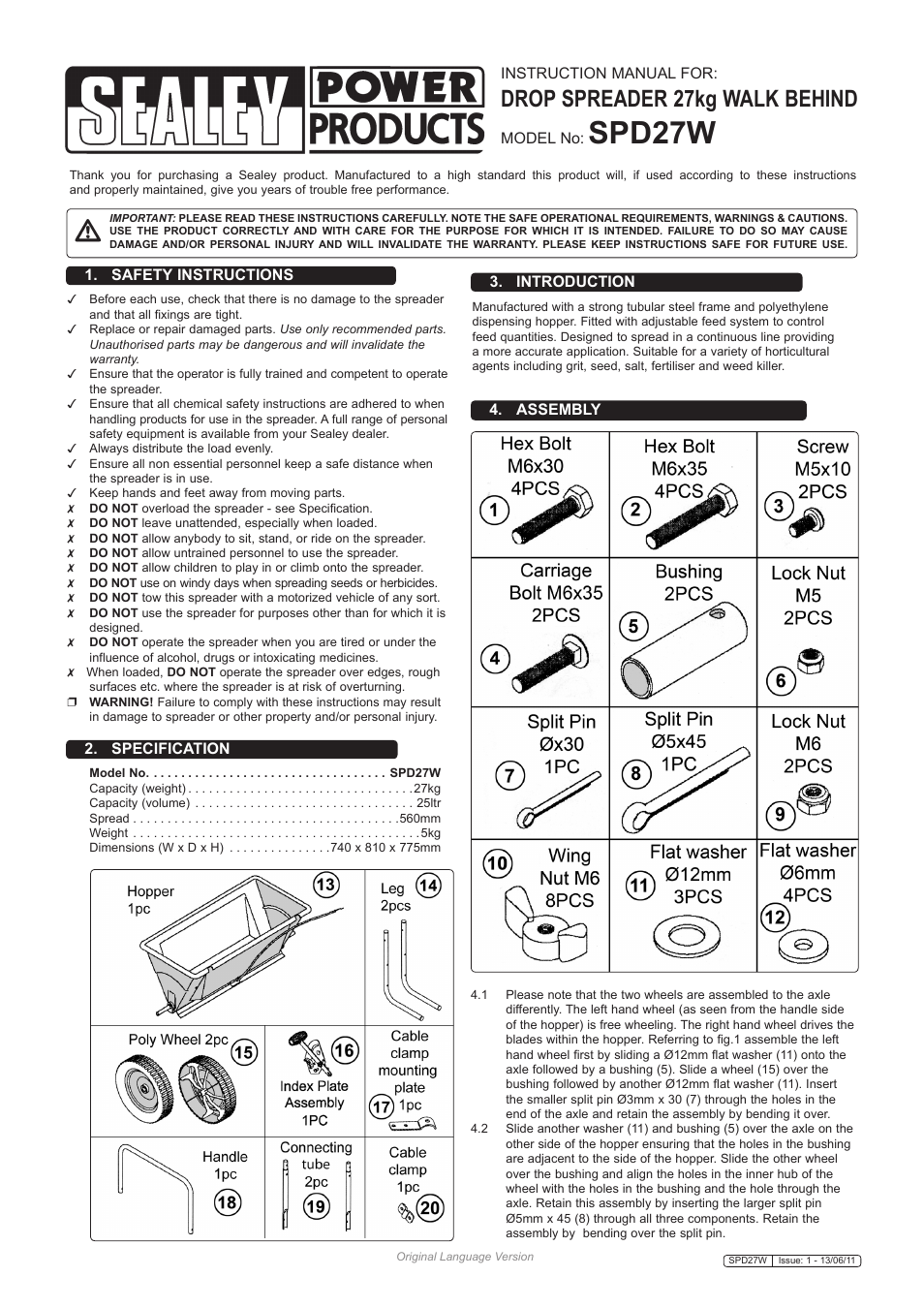 Sealey SPD27W User Manual | 3 pages