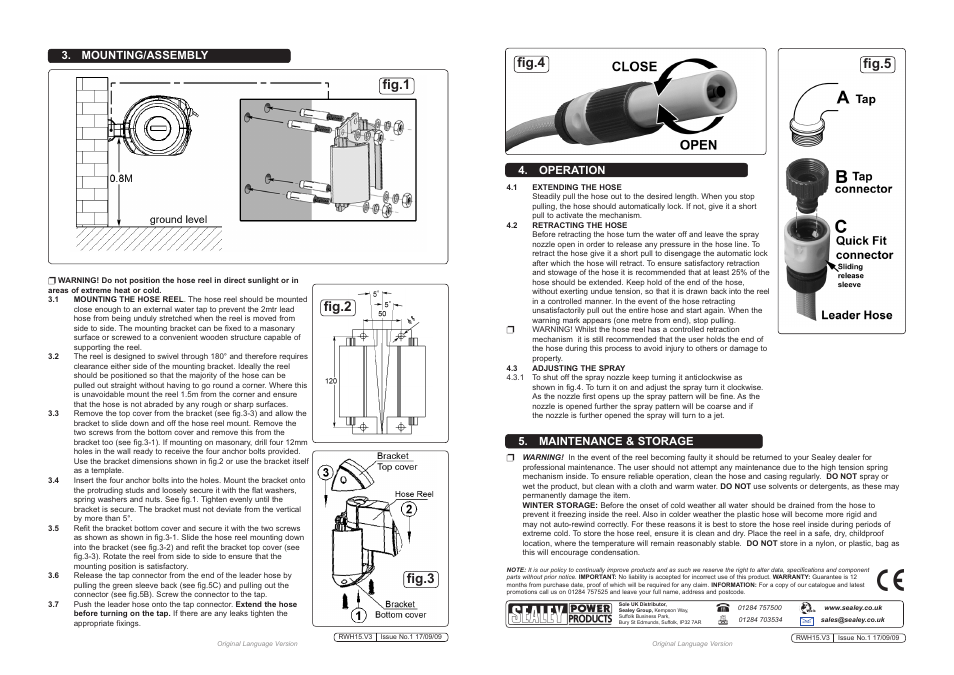 Fig.1, Fig.5 fig.4 fig.3 fig.2 | Sealey RWH15 User Manual | Page 2 / 2